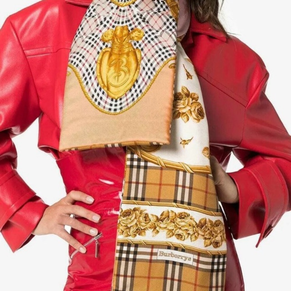 Burberry Silk Archive Prints Puffer Scarf